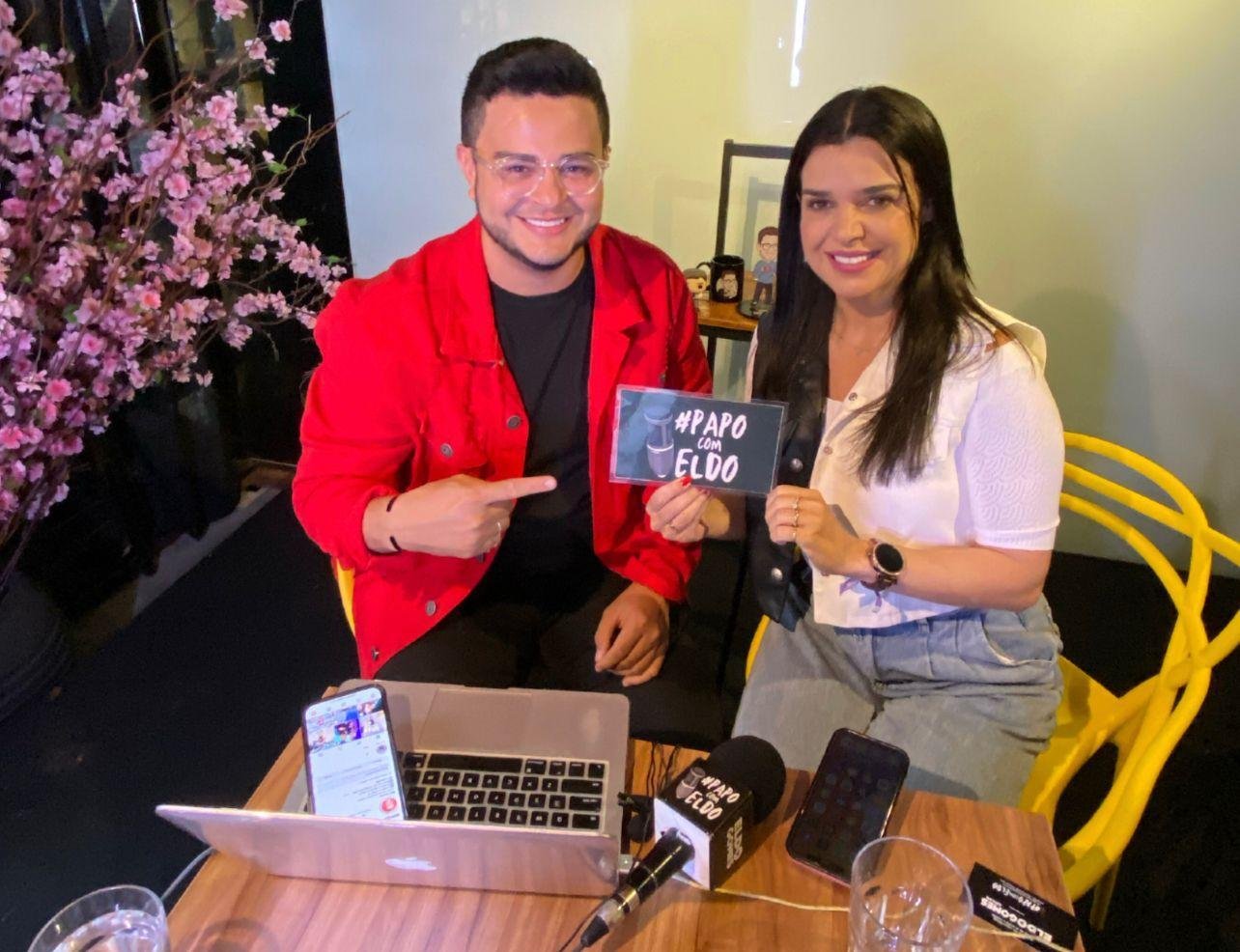 Giselle Ferreira no podcast Papo com Eldo Gomes - influencers de Brasilia