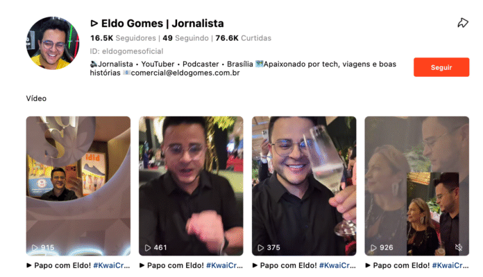 Eldo Gomes, um dos maiores creators do KWAI em Brasília, https://www.kwai.com/@eldogomesoficial , criador de conteúdo do kwai, influenciadores de viagens do kwai, kwai em brasilia, influencers no kwai brasil