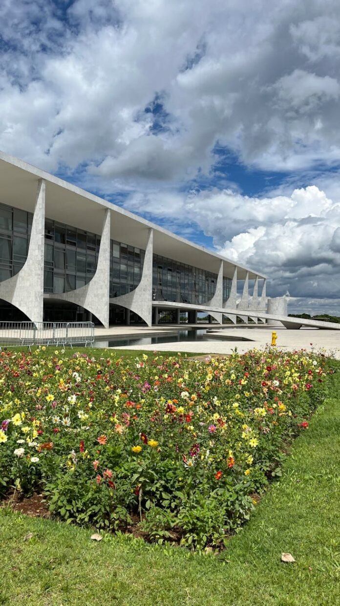 modern architecture with colorful flower garden
