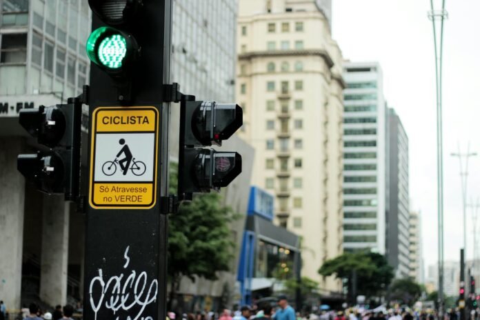 a traffic light with green light