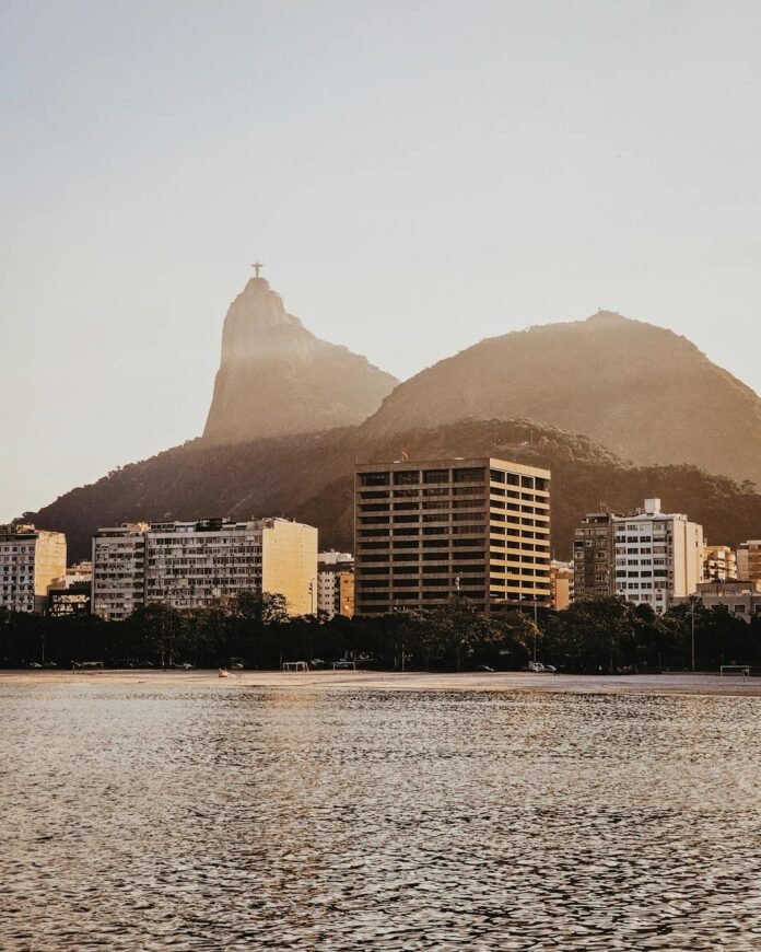 coast of rio de janeiro at dusk