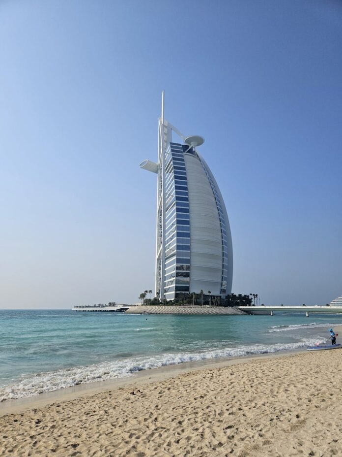 iconic burj al arab hotel on dubai s coastline
