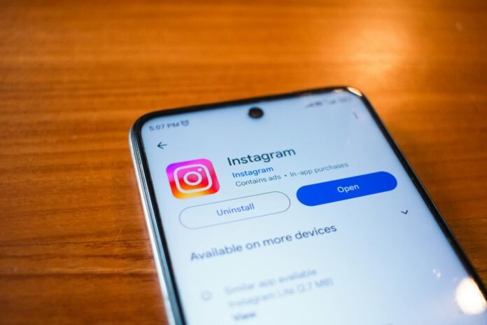 instagram on a smartphone with the instagram app open