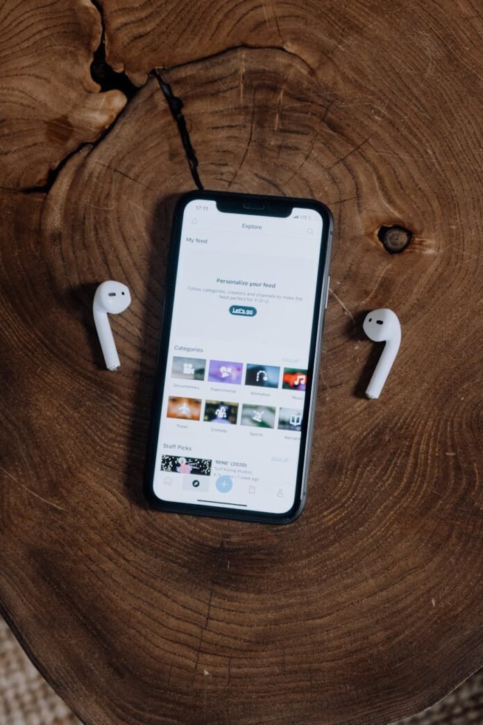 smartphone and wireless headphones