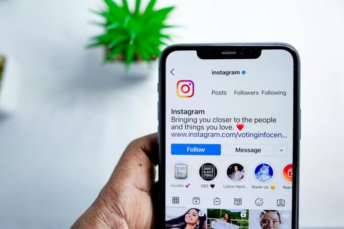 close up of a smartphone screen with instagram app
