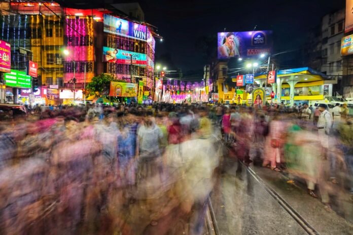 crowd in festive night