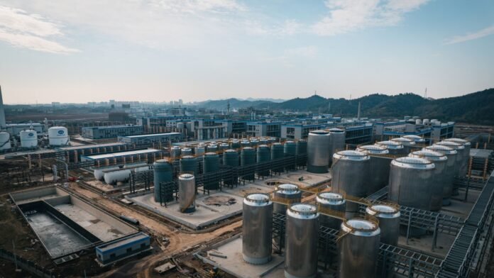 aerial view of industrial complex in china
