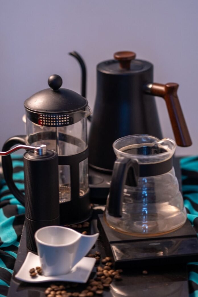 elegant coffee brewing setup with french press