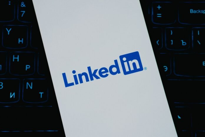 linkedin logo displayed on smartphone